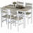  5-Piece Dining Table Set For 4 With Storage Rack, Farmhouse Wood Kitchen Table & Chairs Set With Metal Frame, Dining Room Table With 4 Curved Chairs For Breakfast Nook, Apartment-1034304590