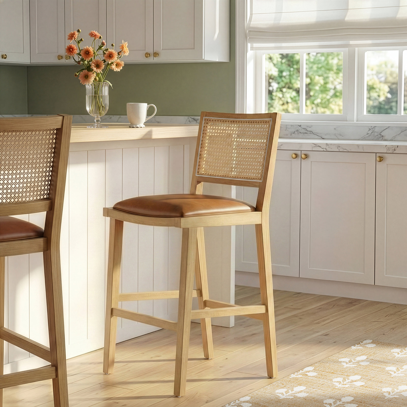 Miraz Bar and Counter Stool, Counter Stool (27” Seat Height), Butterscotch Faux Leather