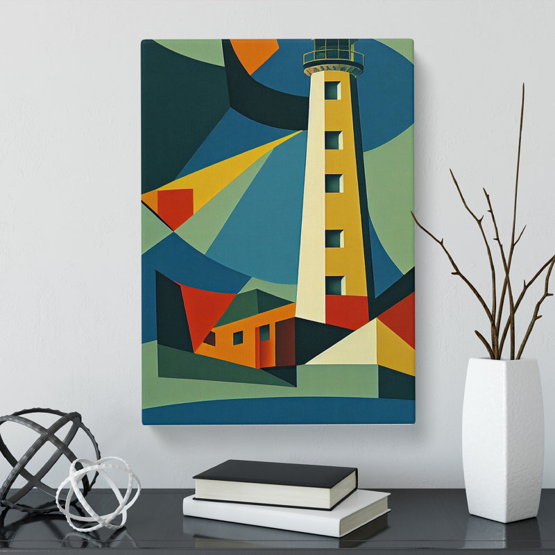 Lighthouse Cubism - Wrapped Canvas, 76cm H x 50cm W x 3cm D