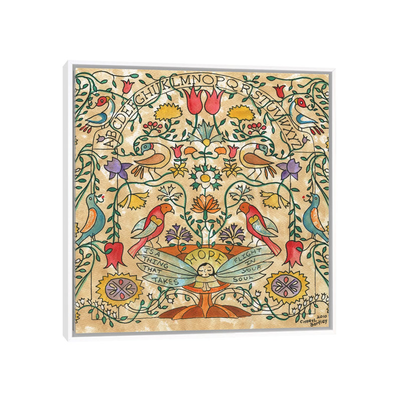 "Hope" par Cheryl Bartley-impression d’art graphique, Toile blanche encadrée, H 37 po x l 37 po x P 1,5 po, Pas de tapis