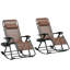 Ensemble de 2 chaises berçantes pour l'extérieur Outsunny, fauteuil inclinable et inclinable pliable avec coussin et porte-gobelet