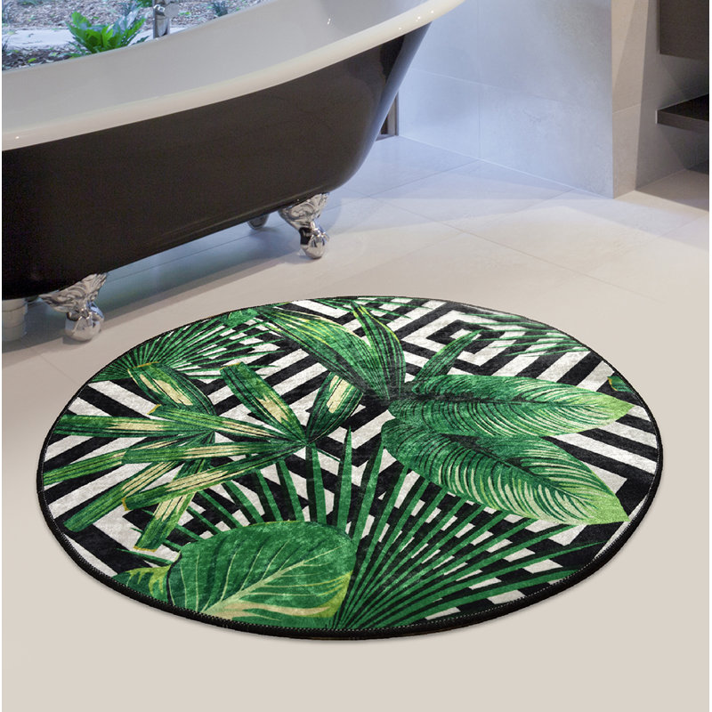 Macaire Shaggy Green/Black/While Rug