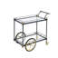Chariot de service rectangulaire en verre et en métal - décorations noires / dorées, rangement pour accessoires de vin transparent et fini 2 tablettes pour apéritifs, cadre, porte-bouteilles, mobile avec roulettes