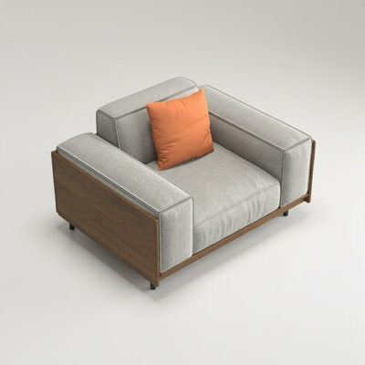 41 Inch Modern Gray Fabric Sofa With Accent Pillows For Living Room