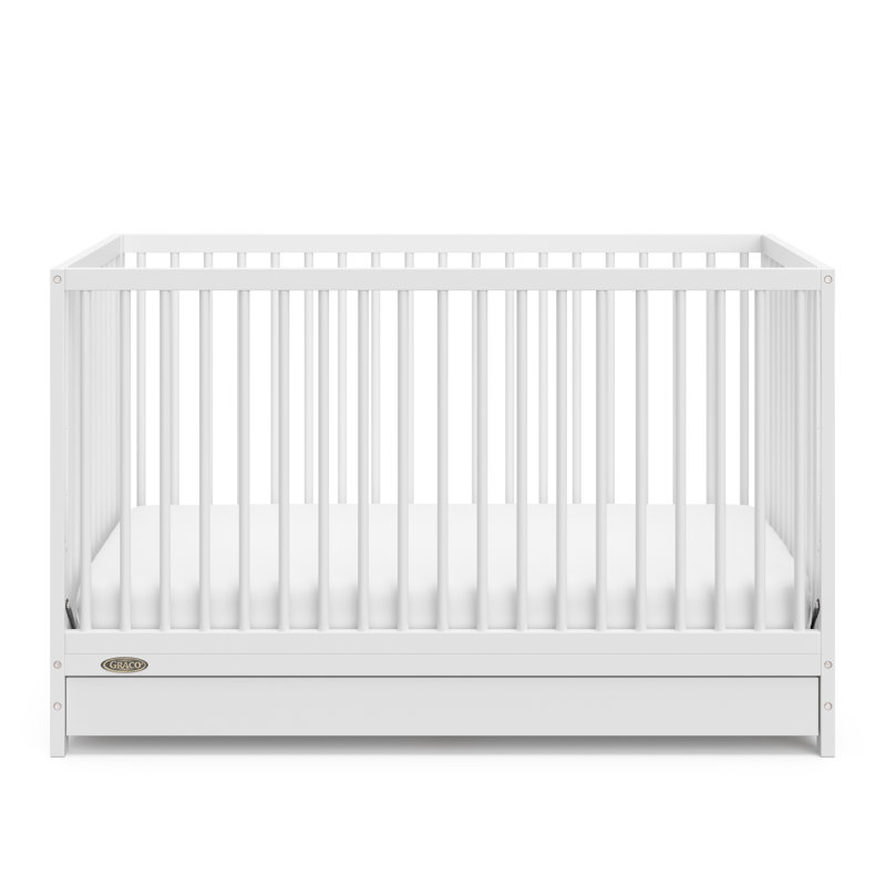 White Pine Wood 5-in-1 Convertible Crib with Drawer