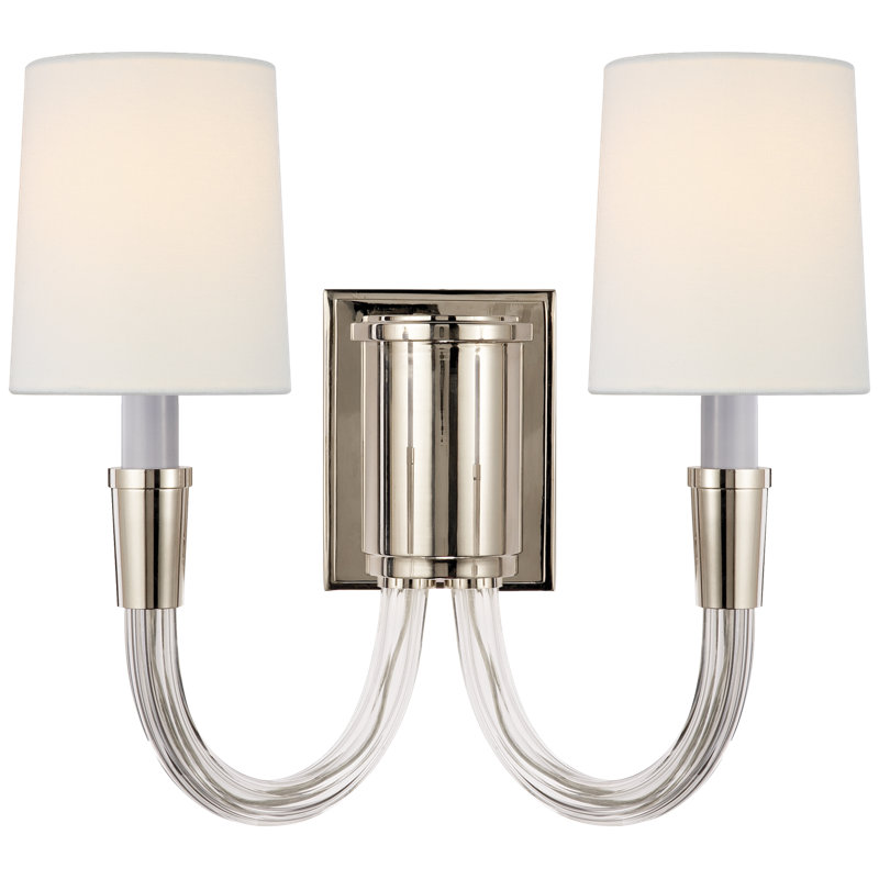 Thomas O'Brien Vivian Double Sconce, Polished Nickel, Fabric