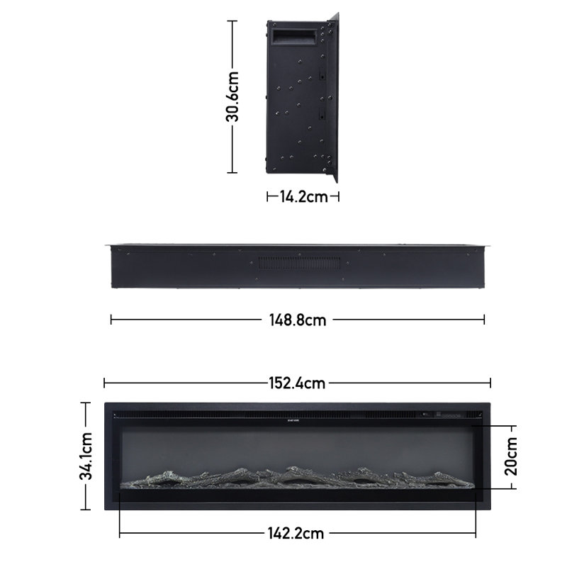 Belfry Heating 142.2cm W Black Electric Fireplace