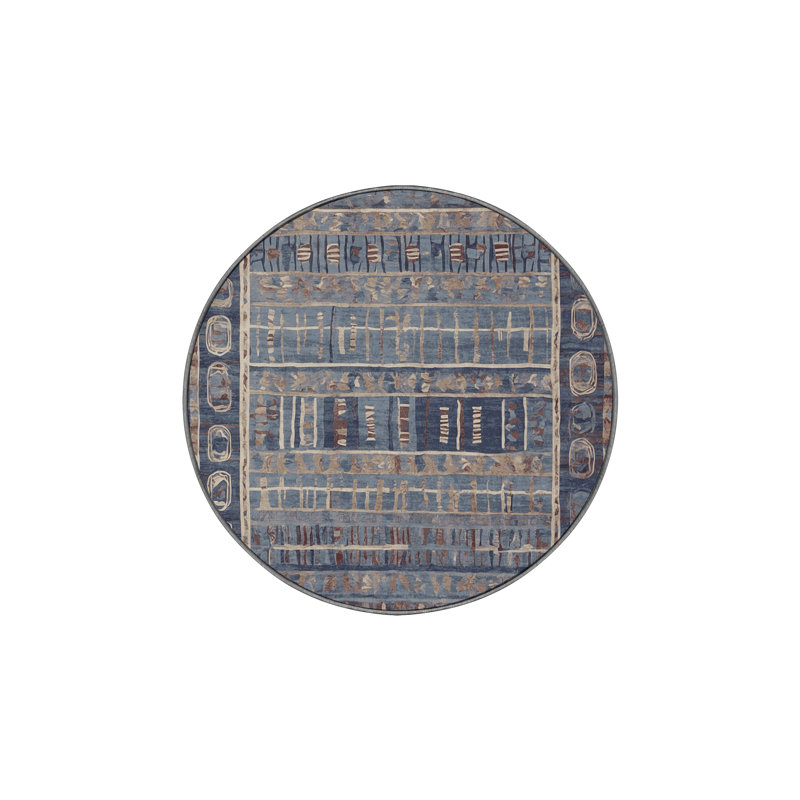 Tapis gris soyeux et moelleux, Rond 5 pi