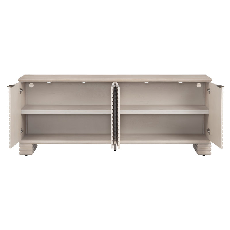 Demartini 80" Cream Wood 4-Door Reeded Media Credenza_Sideboard
