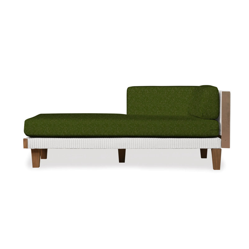 Catalina Outdoor Teak Chaise Lounge, White, Beach Navy