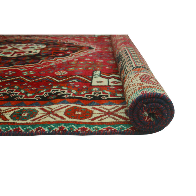 Keaire One-of-a-Kind 4'10" x 8'3" 1980s Runner Wool Area Rug in Ivory and Red