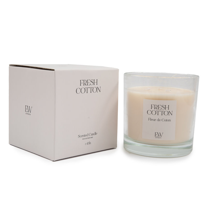 Scented Jar Candle with Glass Holder, Fresh Cotton