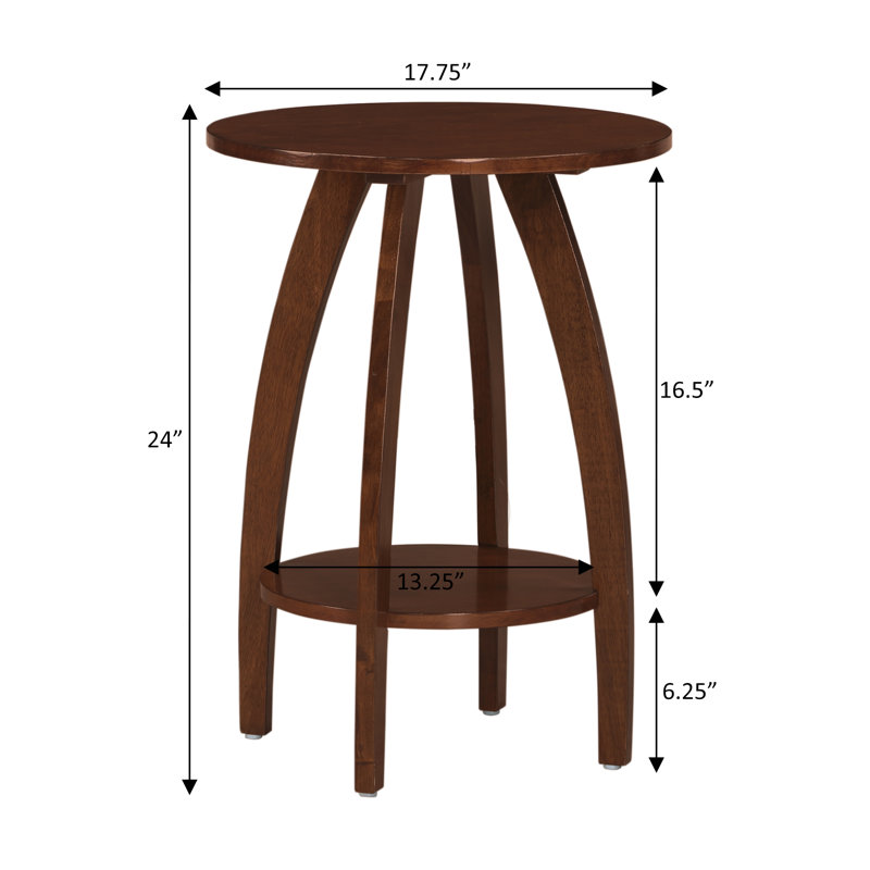 Cabool Round End Table with Shelf, Espresso