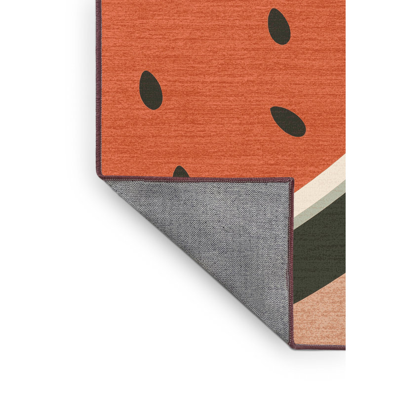 Machine Washable Elkton Watermelon Modern Striped Rug in Brown – Rose Binding, 7x10