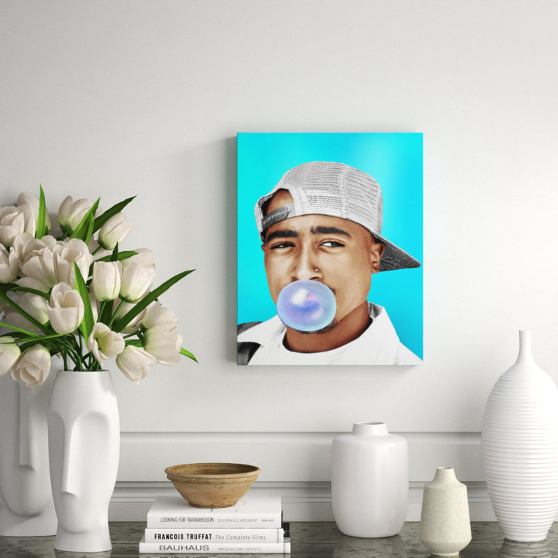 Bubblegum Tupac Print by N Perez, 20" H x 16" W x 2.5" D, Aluminum
