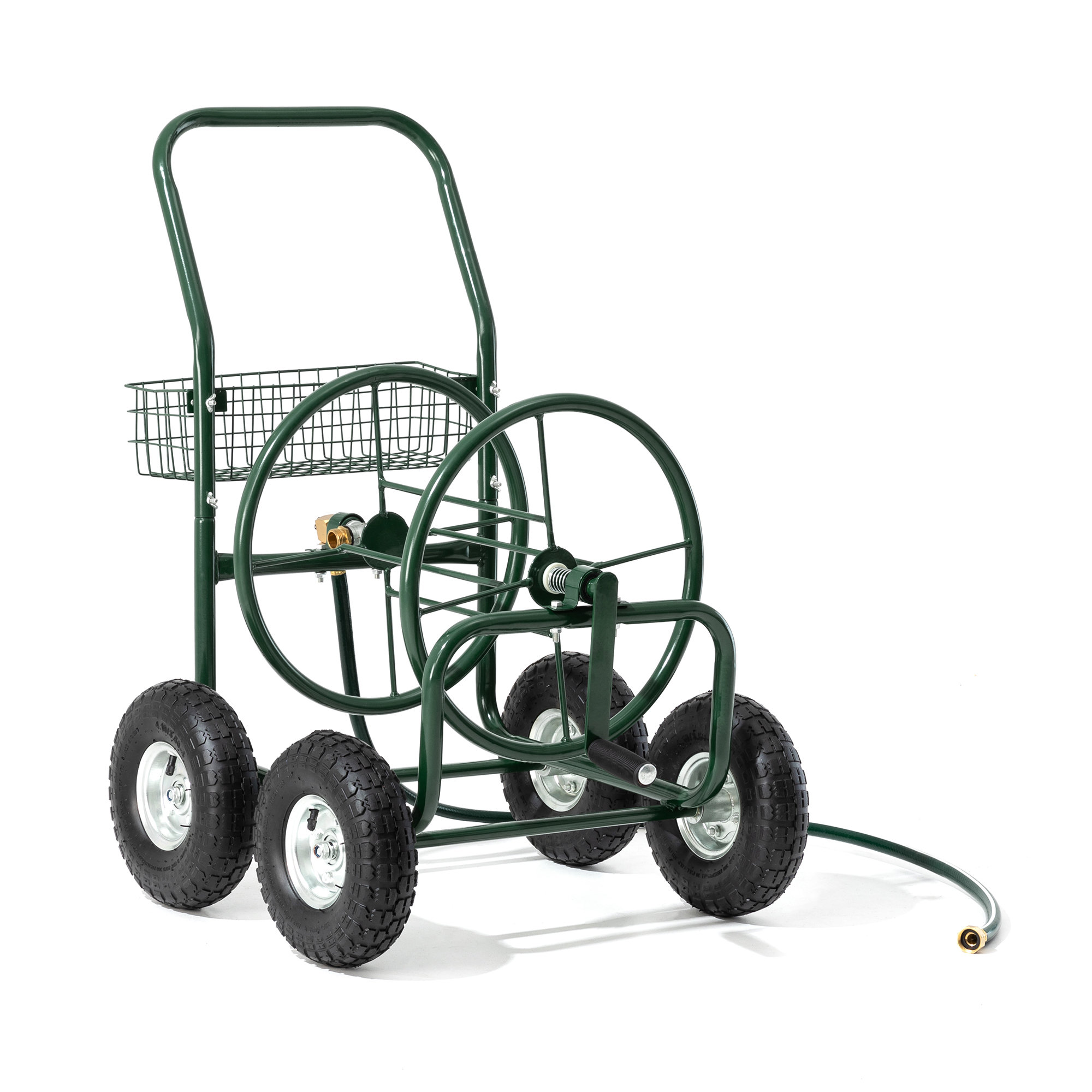 Glitzhome Garden Cart Steel Cart Hose Reel