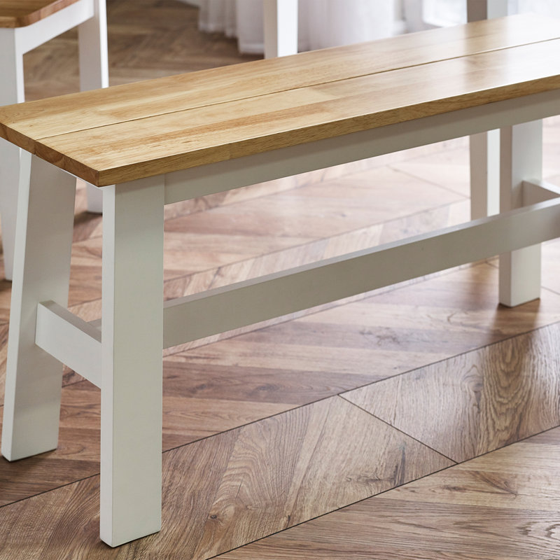 Hayasdan Solid Wood Bench, Brown/White