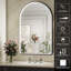 Miroir de salle de bain à DEL avec lumières, miroir de salle de bain arqué avec antibuée, température de 3 couleurs, fonction de mémoire, à intensité variable-33203118-33203116