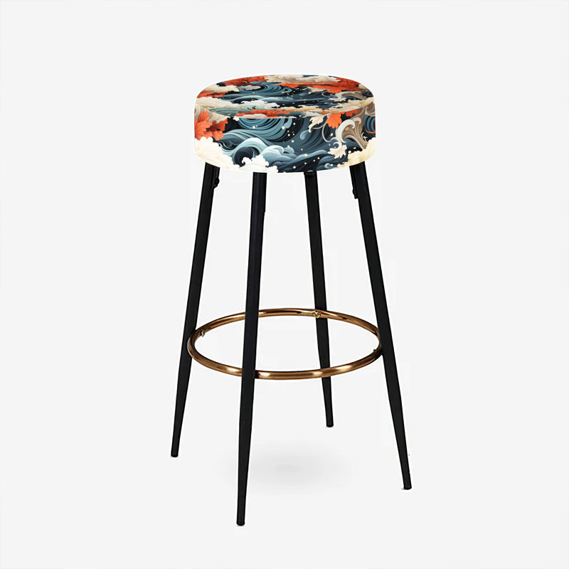 Ensemble de 2 tabourets de bar abstraits Blue Harmony