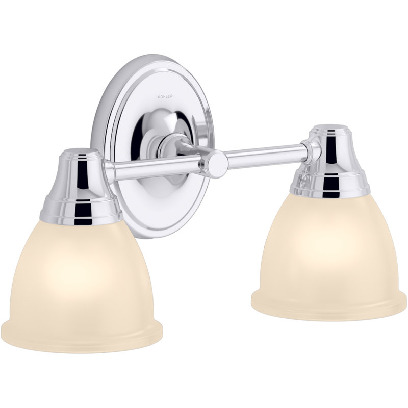 Forte 2 Light Indoor Bathroom Vanity Light Fixture, Position Facing Up or Down, UL Listed, Polished Chrome