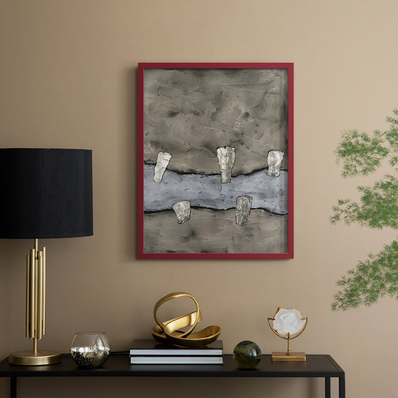 «Stonemasonry I», reproduction encadrée - bois massif, H 21 po x l 17 po, Rouge