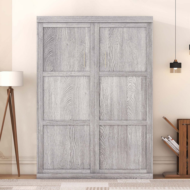 Full Size Bed In Gray Color - Cabinet Conversion & Space Optimization Space-conserving Bed, Materials Foldable Design