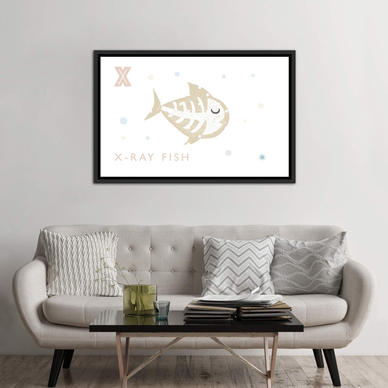 Xray Fish - imprimé, Pas de tapis, H 40 po x l 60 po x 1,5 po, Toile avec cadre noir patiné