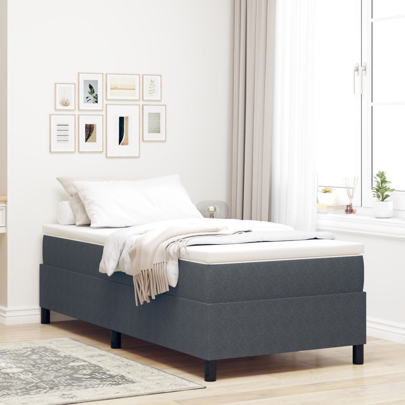 Box Spring Bed Fabric, Grey, 90 x 193 cm