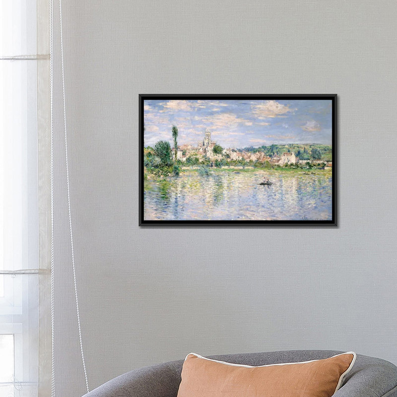 «Vetheuil In Summer, 1880» par Claude Monet - reproduction d'art sur toile tendue, H 18 po x l 26 po x P 1,5 po, Pas de tapis