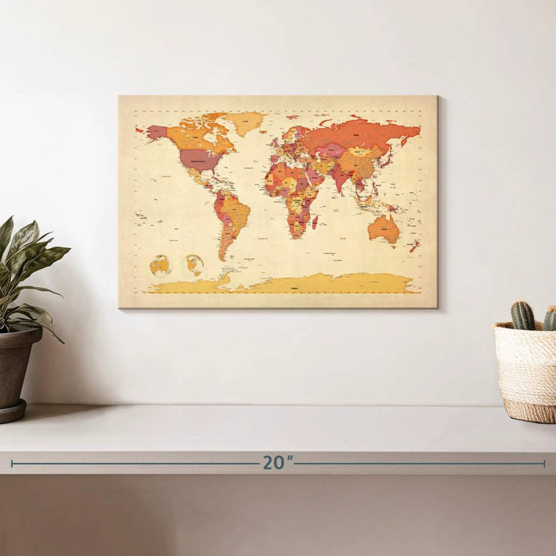 Carte politique du monde I, H 8 po x l 12 po