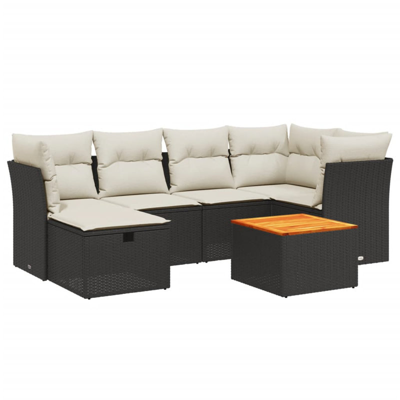 Ensemble de canapé de jardin Vidaxl noir, blanc crème