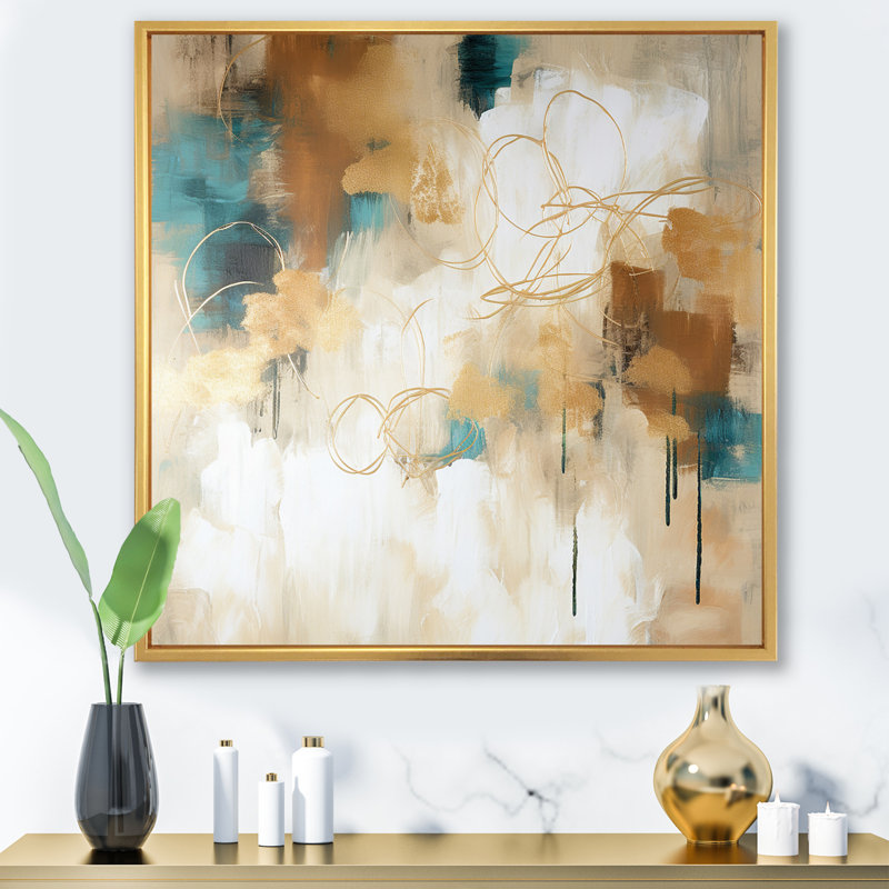 " Gilded Daydreams I ", Gold Floater Framed, 16" H x 16" W x 1" D