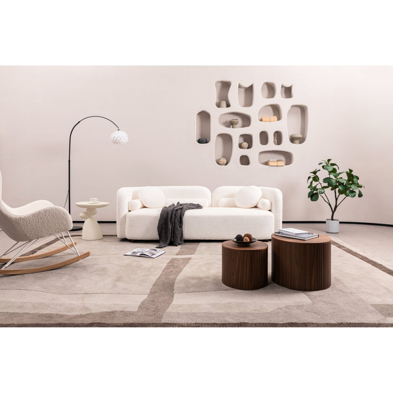 Blanc moderne pour appartement, canapé 3 places, siège confortable et minimaliste, siège avec coussins moelleux, Boucle blanc