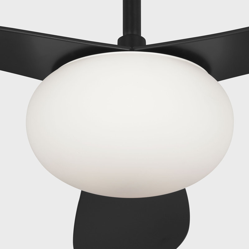 Visual Comfort Fan Drape Smart 58 LED Indoor Ceiling Fan with Threaded Downrod, Matte White ABS blades and Handheld Remote