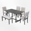 Ensemble de salle à manger 6 pièces, avec banc, chaises rembourrées capitonnées, table avec pieds tournés, style campagnard rétro, salle à manger, siège jusqu'à 6 personnes-388385305