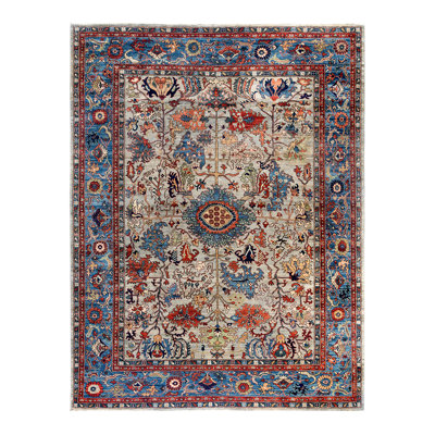 One-of-a-Kind Rectangle 9' X 11'8" Wool Area Rug Beige/Blue/Red/White