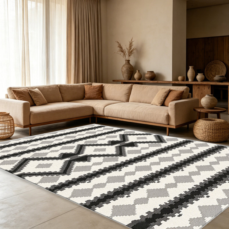 Black Vertical Kilim Stripe carpet-easy to clean, machine-washable, soft and comfortable; suitable for door mats, kitchens, living rooms, bedrooms, corridors, and laundry areas. Easy to clean, durable carpet for home decoration.