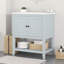 Lavabo de salle de bain moderne élégant en céramique 30 po avec tablette en bois massif-1786452842