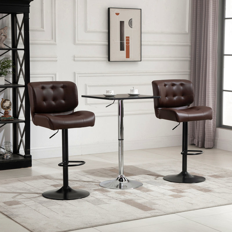 Ensemble de 2 tabourets de bar avec siège réglable, coussin rembourré épais et repose-pieds en métal