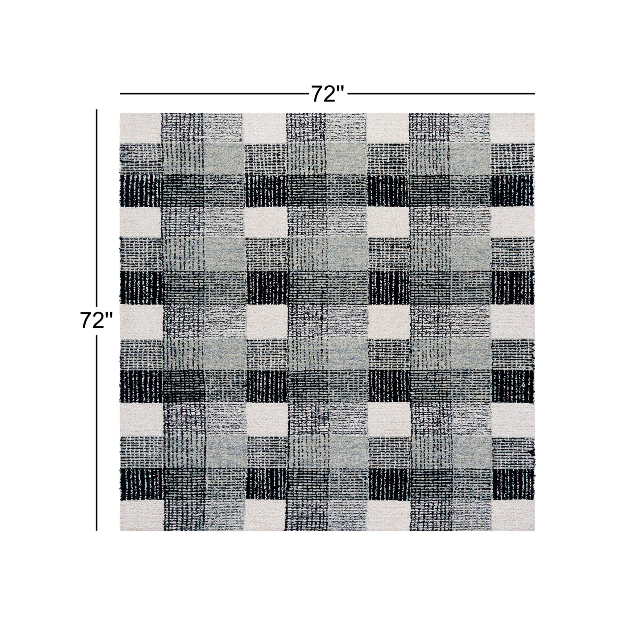 Genre Hand Tufted Wool;Cotton Plaid Rug, Square 6'