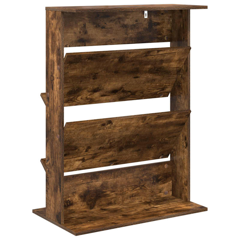 Wood Free Standing Magazine Rack, Smoked Oak