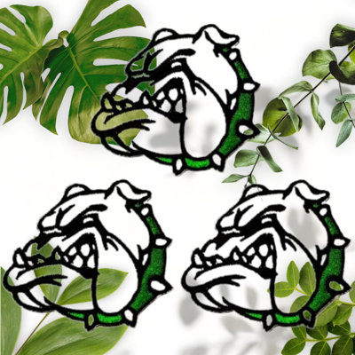 Bulldog Pitbull Embroidered Iron-On Patches Set