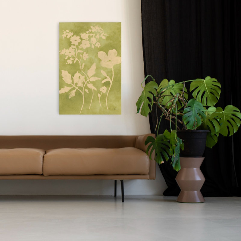 Sun Shadow Stems II, art floral contemporain abstrait, reproduction d'art mural, 48" H x 32" W