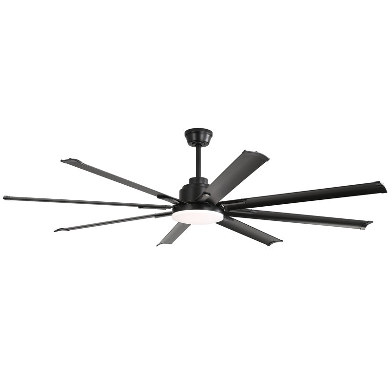 Brixham 8-Blade Standard Industrial LED Ceiling Fan with Remote and Intelligent Control and Voice Function, 72"