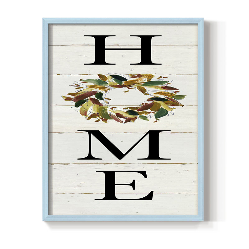 Reproduction encadrée de couronne Home Home - bois massif, H 30 po x l 24 po, Bleu