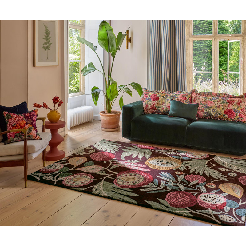 Hand Tufted Floral Area Rug, Rectangle 4'7" x 6'7"