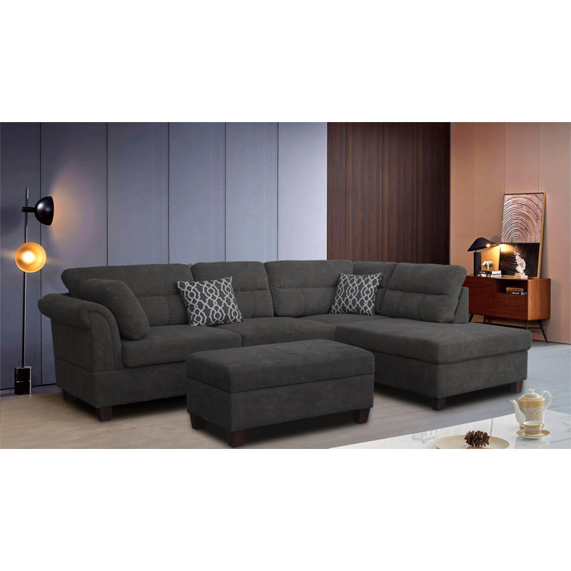 Canapé et méridienne modulaires faisant face à la droite de 80,31 po de large Daison