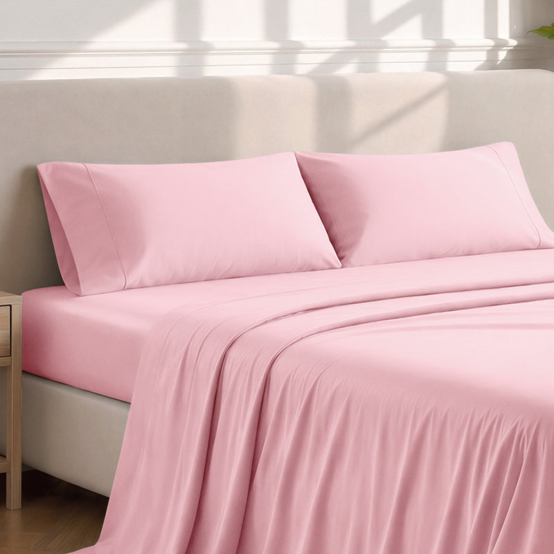 Soft Microfiber Pillowcase Set, 2 Standard Pillowcases, Light Pink