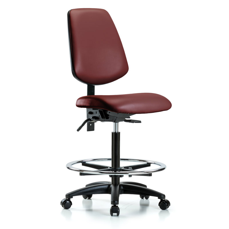 Chaise de travail en vinyle Khallia, Roulettes, Non, Bortsch
