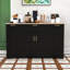 Modern Wooden Kitchen Island with Pull-Out Rack, Adjustable Shelves and Soft-Close Hinges-372621464